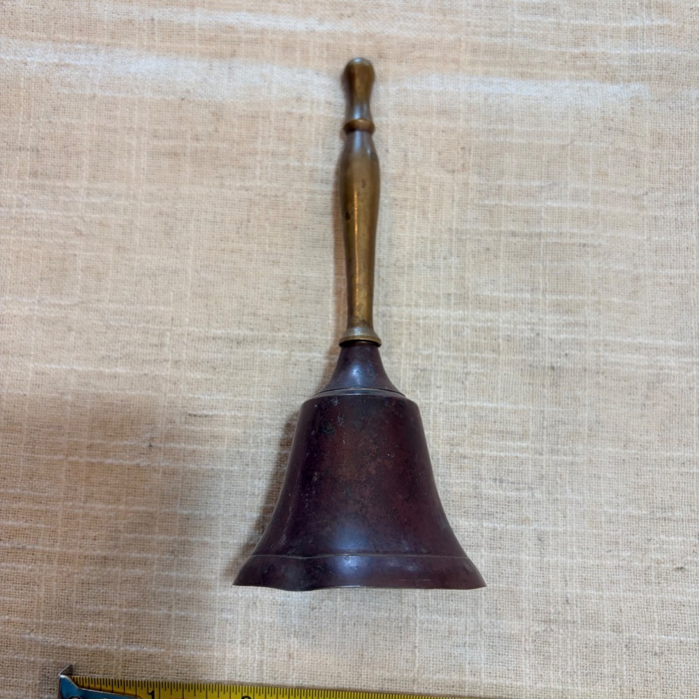 Vintage Brass and Copper Hand Bell Antique Style School Desk Call Bell 6 Inch
